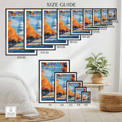 Washington DC Capitol autumn wall art poster size guide with framed print options