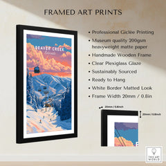 Beaver Creek Colorado Ski Lift Sunset Print - Mountain Gondola Wall Art framed print specifications: handmade wooden frame, clear plexiglass glaze, 20mm frame width, ready to hang
