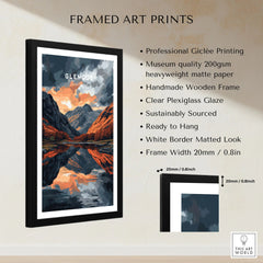 Glencoe Wall Art framed print specifications: handmade wooden frame, clear plexiglass glaze, 20mm frame width, ready to hang