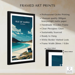 Isle of Harris Scotland Beach House Seascape Poster - Remote Scottish Isle Print framed print specifications: handmade wooden frame, clear plexiglass glaze, 20mm frame width, ready to hang