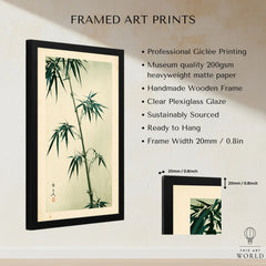 Green Bamboo Art Print – Japanese Botanical Wall Art — framed print details measurements quality details