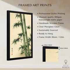 Bamboo Art Print – Green Japanese Botanical Wall Art — framed print details measurements quality details