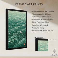 Lone Boat Art Print – Japanese Ocean Wall Art — framed print details measurements quality details
