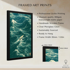 Fishing Boat Wall Art – Vintage Japanese Ocean Print — framed print details measurements quality details