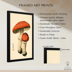 Fly Agaric Mushroom Art Print – Red Japanese Wall Art — framed print details measurements quality details