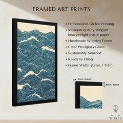 Ocean Waves Art Print – Blue Japanese Seascape Wall Art — framed print details measurements quality details