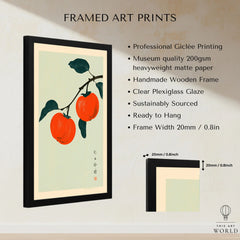 Persimmon Wall Art – Vintage Japanese Fruit Print — framed print details measurements quality details