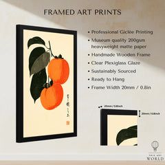 Japanese Persimmon Art Print – Vintage Fruit Wall Art — framed print details measurements quality details