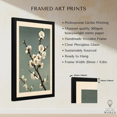 Plum Blossom Wall Art – Vintage Japanese Botanical Print — framed print details measurements quality details