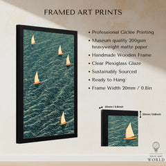 Sailing Boats Wall Art – Vintage Japanese Coastal Print — framed print details measurements quality details