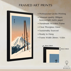 Vintage Ski Poster – Mount Fuji Japanese Alpine Wall Art — framed print details measurements quality details