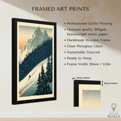 Alpine Ski Poster – Vintage Mountain Forest Wall Art — framed print details measurements quality details