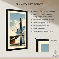 Retro Ski Poster – Vintage Skis Alpine Wall Art — framed print details measurements quality details