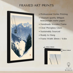 Ski Gondola Poster – Vintage Alpine Cable Car Wall Art — framed print details measurements quality details