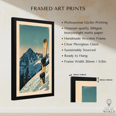 Vintage Snowboard Poster – Alpine Mountain Wall Art — framed print details measurements quality details
