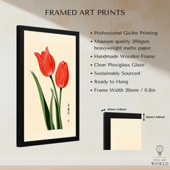 Tulip Art Print – Vintage Japanese Flower Wall Art — framed print details measurements quality details