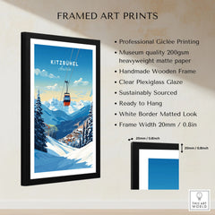Kitzbuhel Art Print framed print specifications: handmade wooden frame, clear plexiglass glaze, 20mm frame width, ready to hang