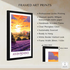 Aix-en-Provence Art Print framed print specifications: handmade wooden frame, clear plexiglass glaze, 20mm frame width, ready to hang