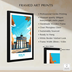 Berlin Wall Art Modern framed print specifications: handmade wooden frame, clear plexiglass glaze, 20mm frame width, ready to hang