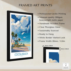 Cocoa Beach Florida Oceanfront Landscape Print - Florida Coast Decor framed print specifications: handmade wooden frame, clear plexiglass glaze, 20mm frame width, ready to hang