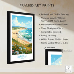 Cornwall Wall Art | Modern Style framed print specifications: handmade wooden frame, clear plexiglass glaze, 20mm frame width, ready to hang