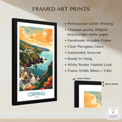 Cornwall Art Print - Modern framed print specifications: handmade wooden frame, clear plexiglass glaze, 20mm frame width, ready to hang