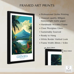 Costa Rica Wall Art | Modern Style framed print specifications: handmade wooden frame, clear plexiglass glaze, 20mm frame width, ready to hang