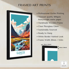 Glencoe Poster Print Modern framed print specifications: handmade wooden frame, clear plexiglass glaze, 20mm frame width, ready to hang