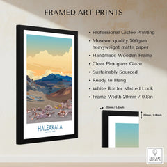 Haleakalā National Park Print, Hawaiian Volcano Poster, Sunset Wall Decor framed print specifications: handmade wooden frame, clear plexiglass glaze, 20mm frame width, ready to hang