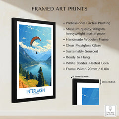 Interlaken Wall Art Print framed print specifications: handmade wooden frame, clear plexiglass glaze, 20mm frame width, ready to hang