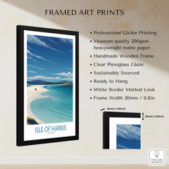 Isle of Harris Poster Scotland - Outer Hebrides Travel Print framed print specifications: handmade wooden frame, clear plexiglass glaze, 20mm frame width, ready to hang