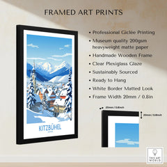 Kitzbuhel Austria Art Print framed print specifications: handmade wooden frame, clear plexiglass glaze, 20mm frame width, ready to hang