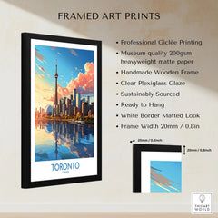 Toronto Wall Art Print framed print specifications: handmade wooden frame, clear plexiglass glaze, 20mm frame width, ready to hang