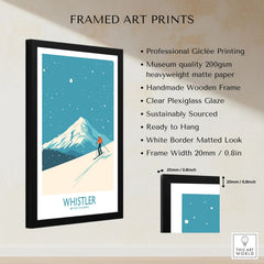 Whistler Wall Art Print -  British Columbia framed print specifications: handmade wooden frame, clear plexiglass glaze, 20mm frame width, ready to hang