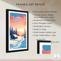 Norway Art Print framed print specifications: handmade wooden frame, clear plexiglass glaze, 20mm frame width, ready to hang