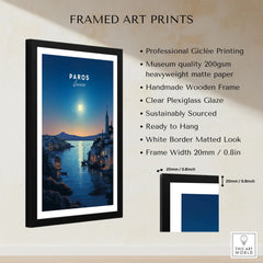 Paros Greece Print framed print specifications: handmade wooden frame, clear plexiglass glaze, 20mm frame width, ready to hang