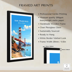 San Francisco Print framed print specifications: handmade wooden frame, clear plexiglass glaze, 20mm frame width, ready to hang
