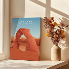 Arches National Park canvas print by window with vase of dried flowers, natural shadows