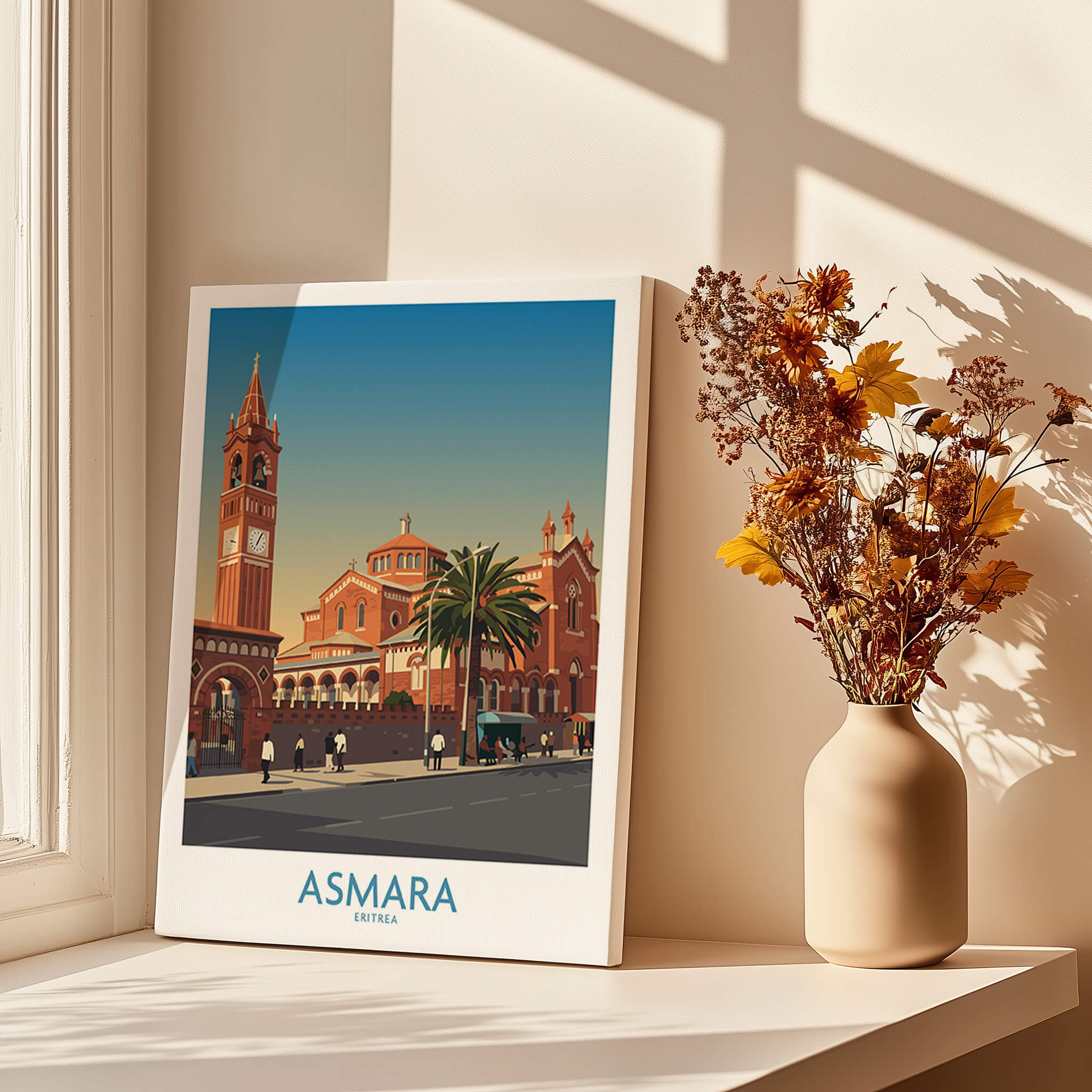 Asmara Eritrea Wall Art – Historic Architecture and City Street Decor Poster featuring iconic buildings