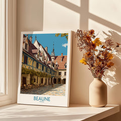 Beaune France Print – Hospices de Beaune Wall Art featuring the charming architecture of Beaune, France.