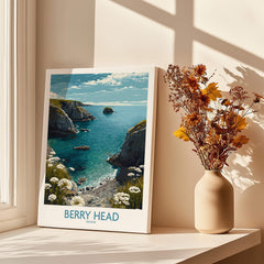 Berry Head Devon Print – Rocky Cliffs and Turquoise Sea Wall Decor featuring coastal scenery and vibrant waters.