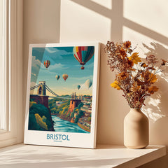 Bristol Canvas Print - Wall Art Poster featuring hot air balloons and iconic bridge scenery.