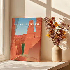 Bryce Canyon National Park art print by window with shadows and vase of dried flowers