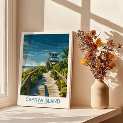 Captiva Island Florida Wall Art – Tropical Art featuring a beach pathway and lifeguard tower.
