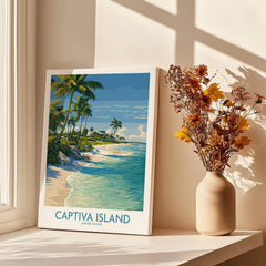 Captiva Island Florida Print – Sunny Shoreline and Tropical Palm Decor in a sunlit room.