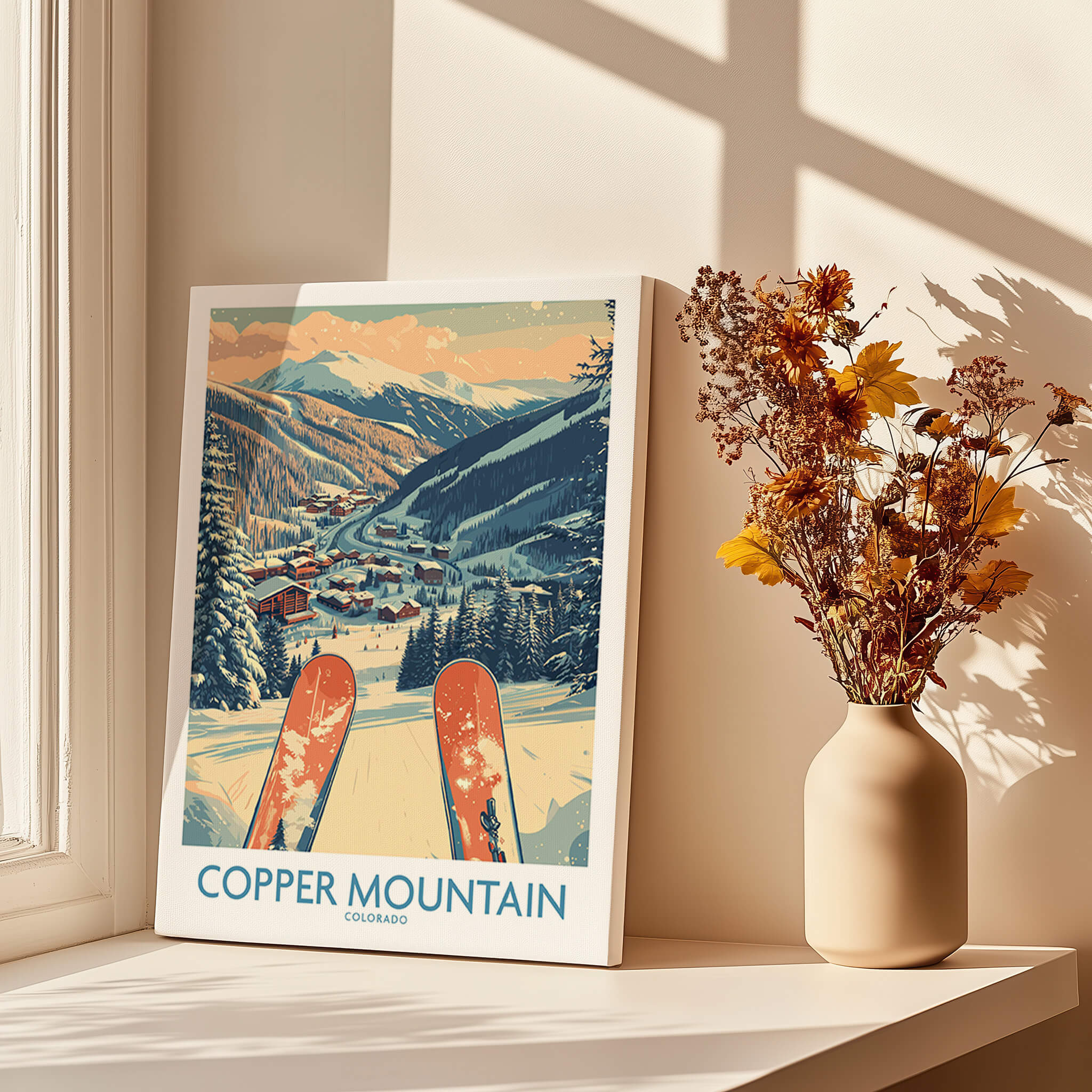 Copper Mountain Colorado Wall Art – Winter Mountain Ski Resort Wall Decor showcasing snowy slopes and scenic view.