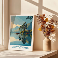 Derwentwater Cumbria Wall Art – Canvas Print featuring serene lake view and mountains, perfect for home decor.
