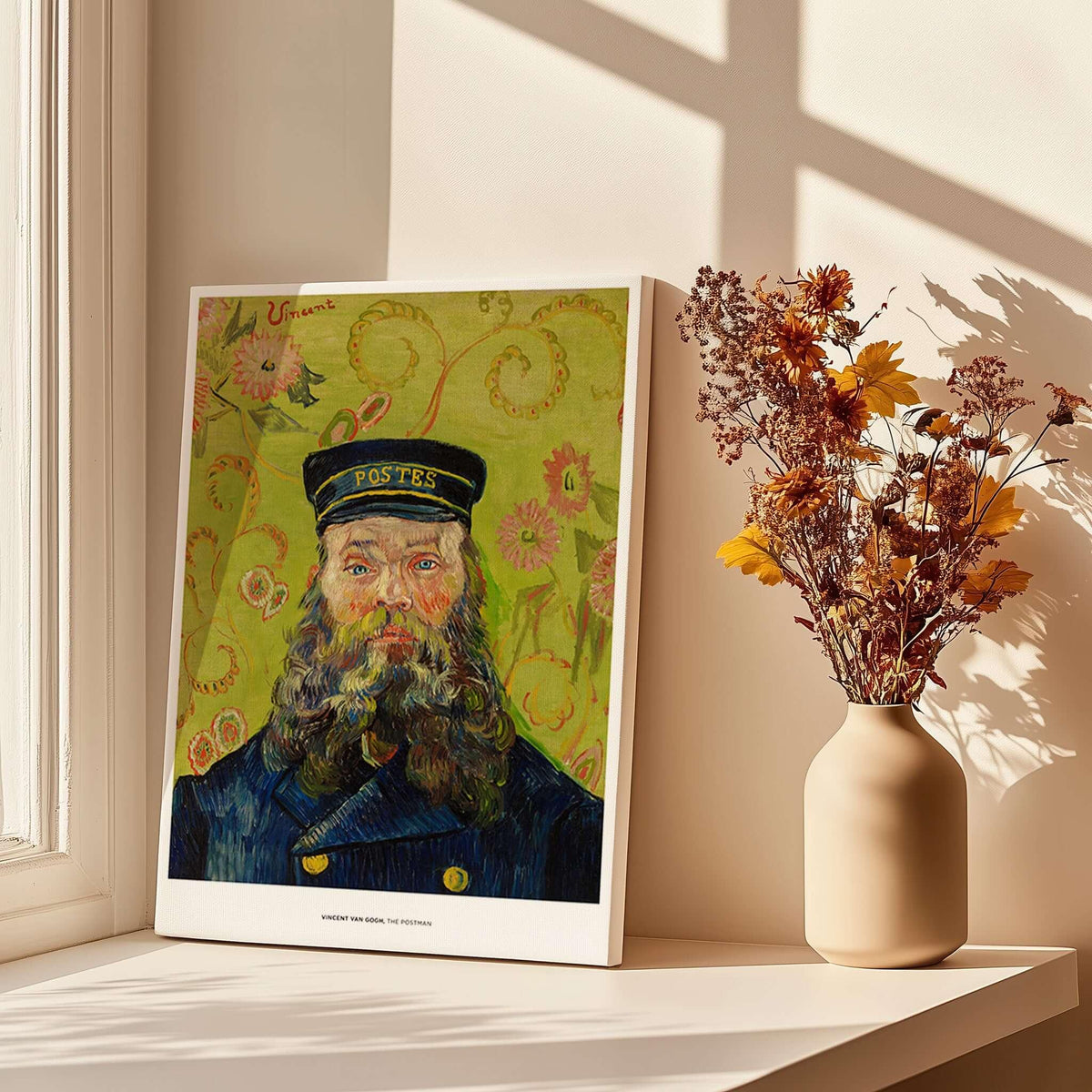 Exhibition Art Print Vincent van Gogh The Postman Famous Portrait Wall Art Poster featuring the character Joseph Roulin