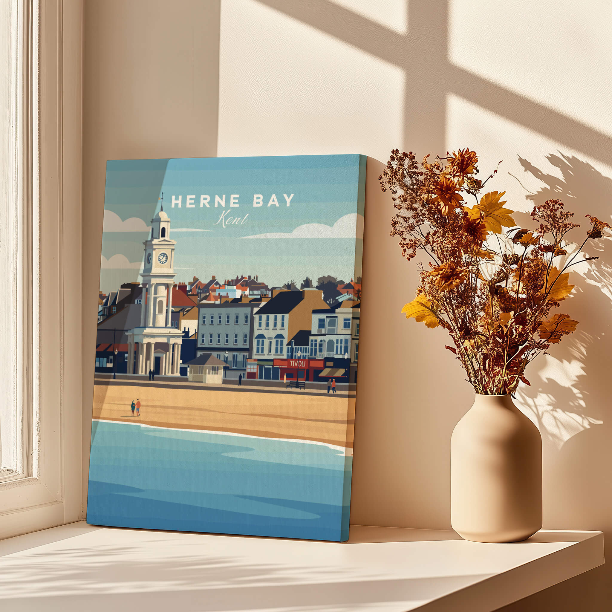 Herne Bay Kent Wall Art Print | British Travel Poster showcasing the seaside view and coastal charm of Herne Bay.