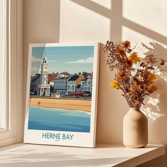 Herne Bay Kent Canvas Print Poster showcasing the iconic pier and beach in a bright, coastal setting.